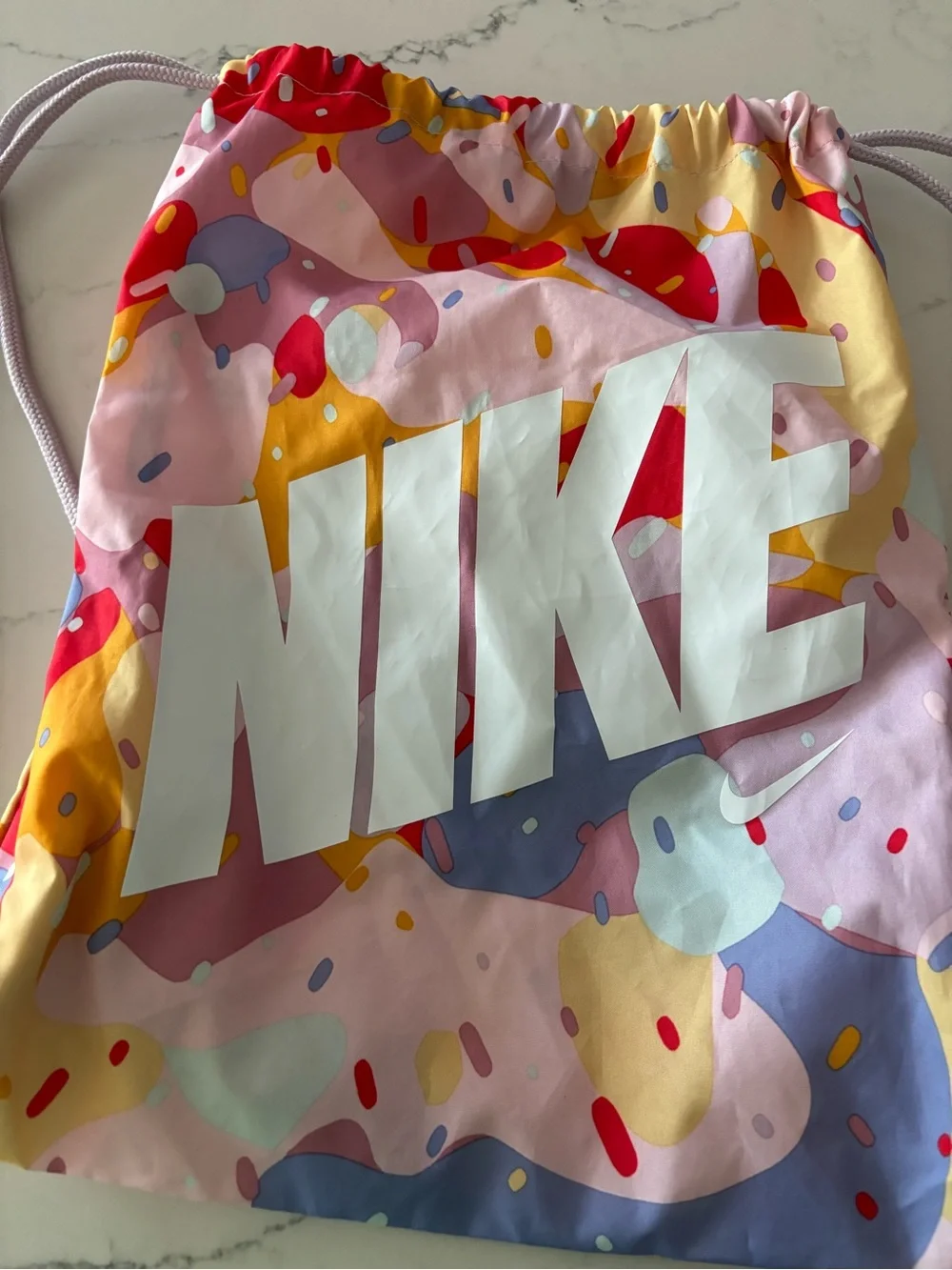 Nike Multicolor Pink Purple Yellow Abstract Drawstring Bag